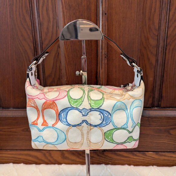 Coach Colorful Scribble Hamptons Weekend Top Handle Pouch Mini Small Baguette - Picture 3 of 10